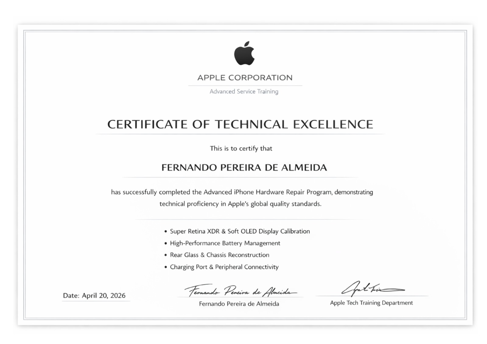 Certificado Apple - Technical Excellence