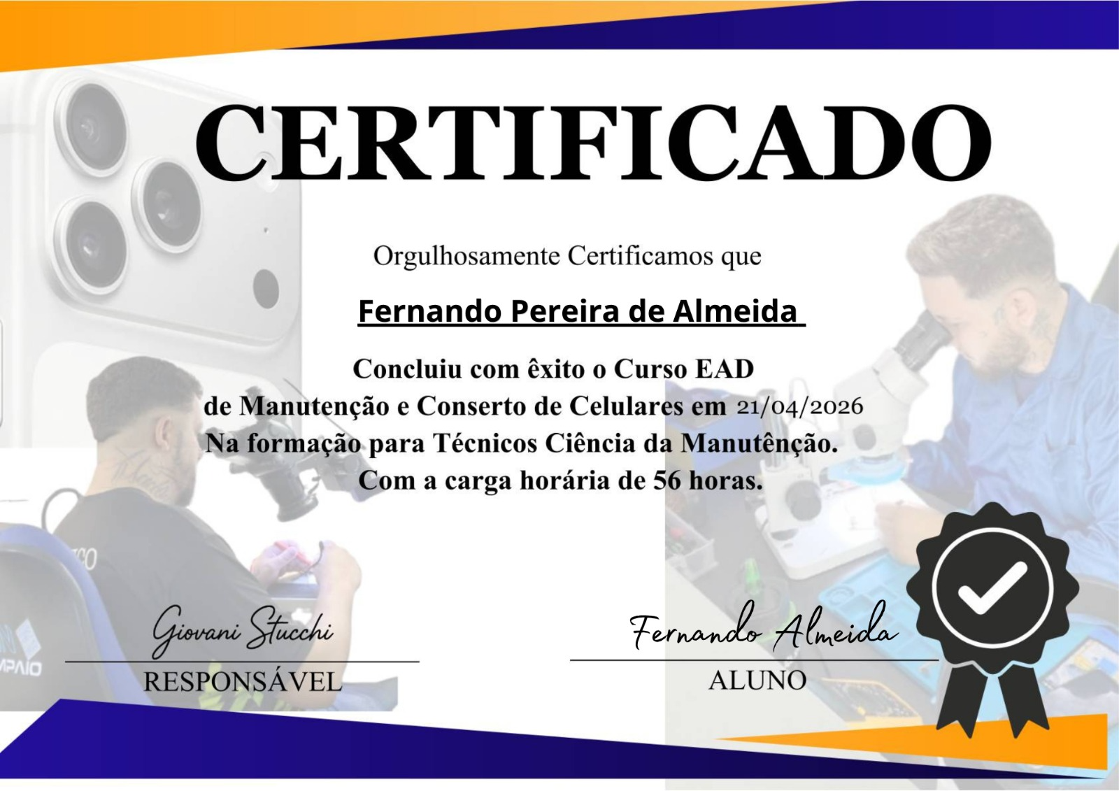 Certificado Manutencao e Conserto de Celulares